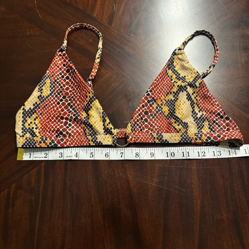 EUC Snake Print Triangle Bikini Top Adjustable Halter‎ Animal Print Medium